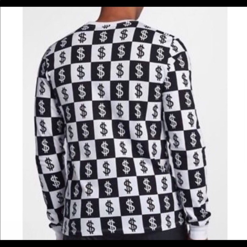 Nike Long Sleeve Tee Dollar Sign Checkerboard Mens Size Small Shirt - Picture 2 of 4